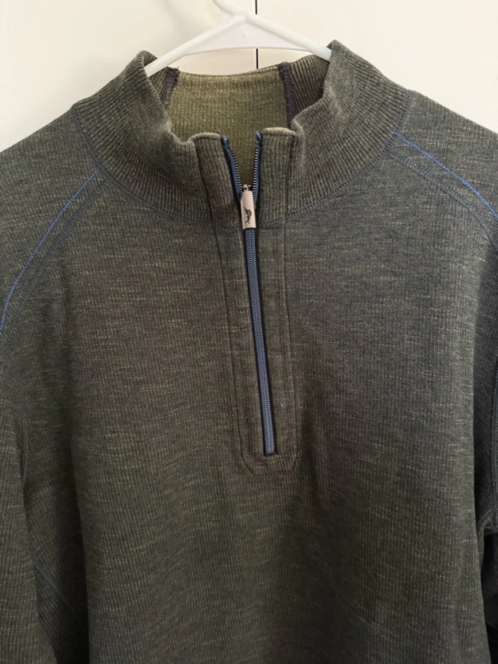 Tommy Bahama Olive Reversible Quarter Zip